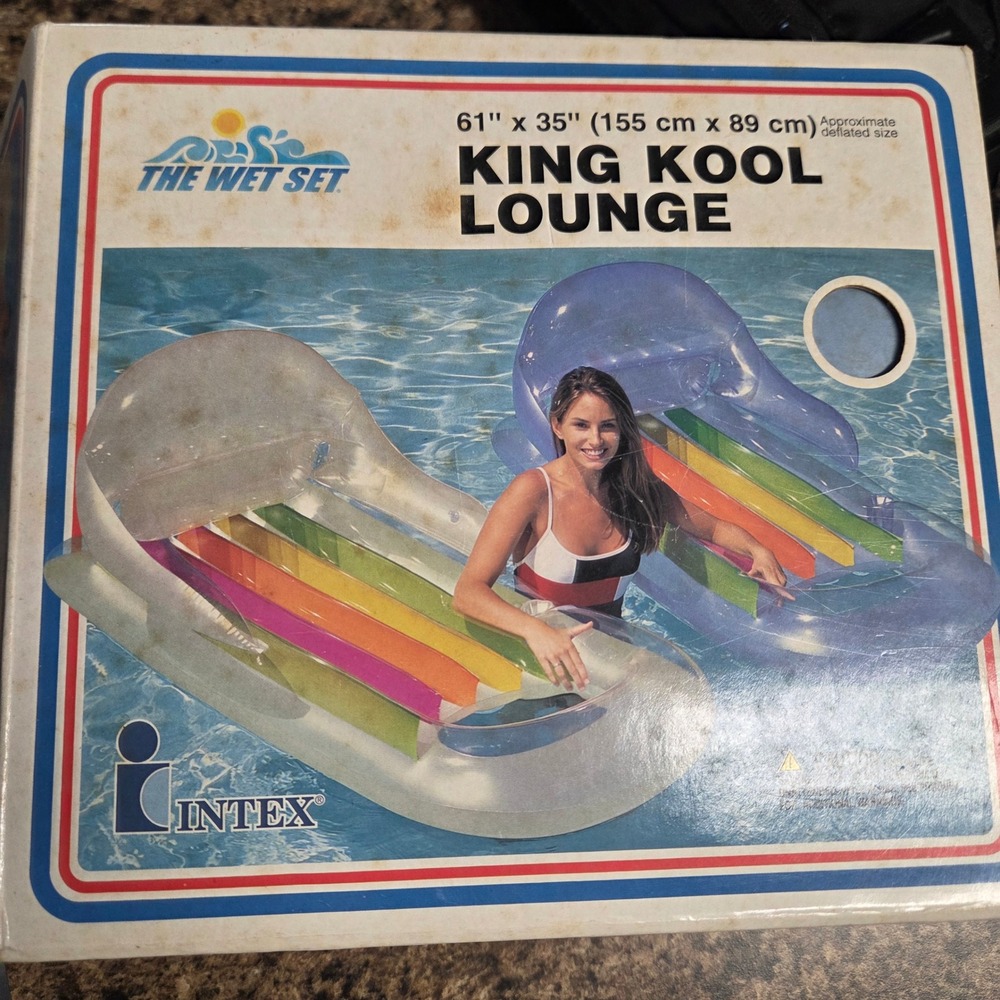 Intex King Kool Lounge Vintage Pool Float‎ The Wet Set Blue 61x35 Year 2000